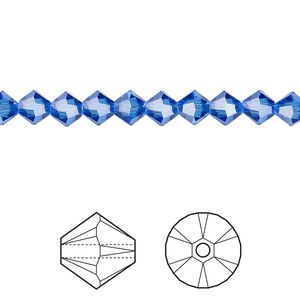 Bead 720pk sapphire, Swarovski® 5mm XILION bicone 5328