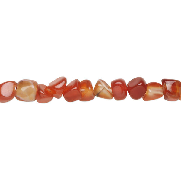 Bead, carnelian (dyed / heated), small pebble, Mohs hardness 6-1/2 to 7. Sold per 15-1/2" to 16" strand. image number 0