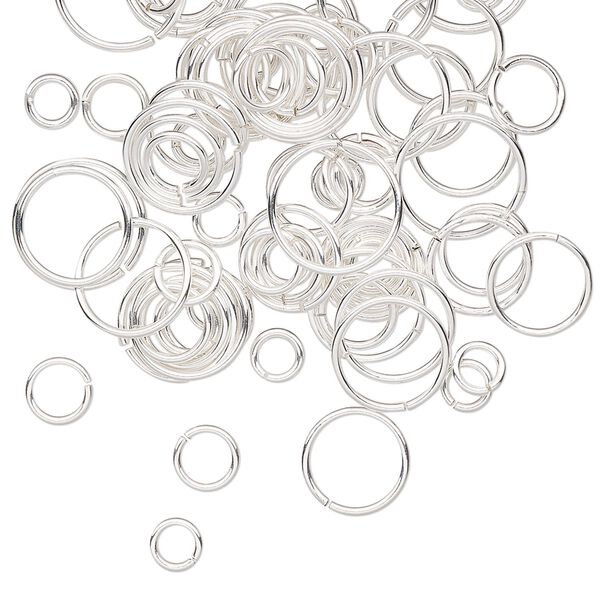 Jump ring mix, sterling silver-filled, 4-10mm round, 2.5-9mm inside diameter, 20-24 gauge. Sold per 5-gram pkg, approximately 70-75 jump rings. image number 0