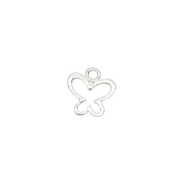 Charm, sterling silver, 11x9mm double-sided open butterfly. Sold per pkg of 2. image number 0