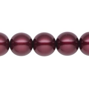 Pearl 1pk bordeaux, Celestial Crystal® 12mm round 15.5-16 inch