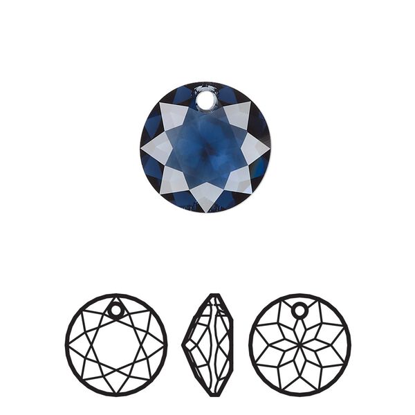 Drop 24pk Montana, Swarovski® 14mm pendant classic cut 6430 image number 0