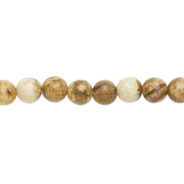 Bead, picture jasper (natural), 6mm round, B grade, Mohs hardness 6-1/2 to 7. Sold per 15-1/2" to 16" strand. image number 0
