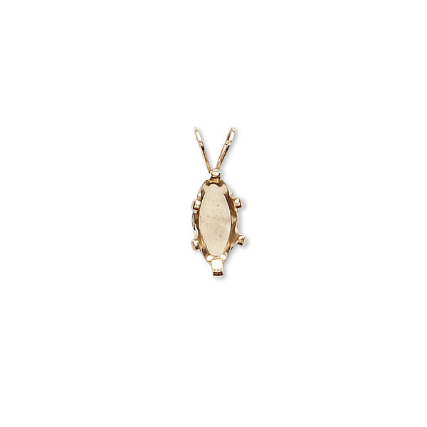 Pendant, Snap-Tite®, 14Kt gold-filled, 10x5mm 6-prong marquise setting. Sold individually. image number 0