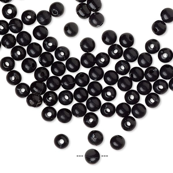 Bead, vintage Lucite®, black, 4mm round. Sold per pkg of 100. image number 0
