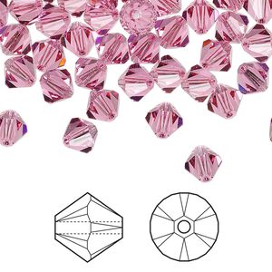 Bead 360pk rose, Swarovski® 6mm XILION bicone 5328