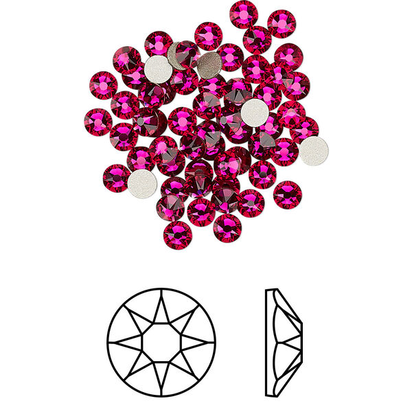 Flat back 144pk ruby foil back, Crystal Passions® 3-3.2mm rose round SS12 2088 image number 0