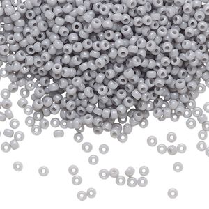 Seed bead, Miyuki, glass, pkg/25g, #11 rocaille, opaque ghost grey, (RR-498).