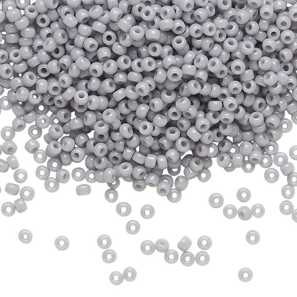 Seed bead, Miyuki, glass, pkg/25g, #11 rocaille, opaque ghost grey, (RR-498). image number 0