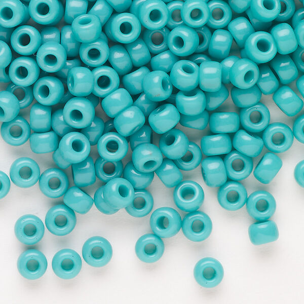 Seed bead, Miyuki, glass, pkg/25g, #6 rocaille, opaque turquoise green, (RR-412). image number 0