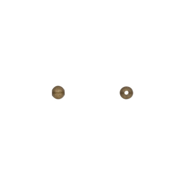 Bead, antique gold-plated brass, 3mm round. Sold per pkg of 100. image number 0