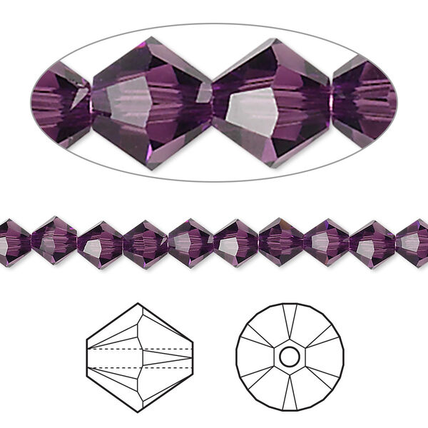 Bead 720pk amethyst, Swarovski® 5mm XILION bicone 5328 image number 0