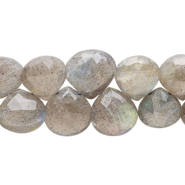 Labradorite 1pkg1, hand-cut top-drilled faceted puffed teardrop bead natural C grade, 9 inch graduated 8mm-13x12mm image number 0