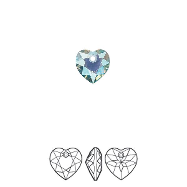 Drop 72pk aquamarine shimmer, Swarovski® 8mm pendant heart cut 6432 image number 0