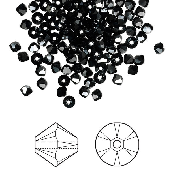 Bead 48pk jet hematite, Crystal Passions® 3mm bicone 5328 image number 0