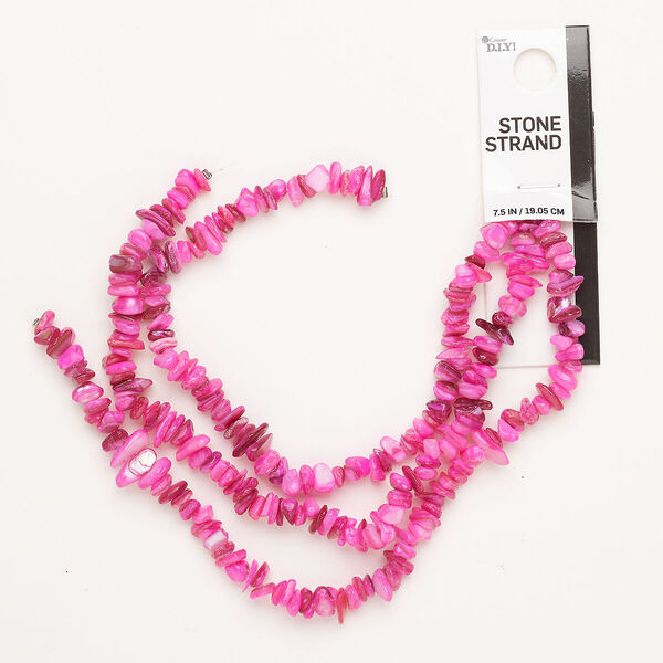 Bead mother-of-pearl shell 1pk, mini chip dyed pink, 21 inch image number 0
