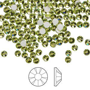 Flat back 144pk limecicle foil back, Preciosa MAXIMA Czech crystal hotfix rhinestone 3-3.2mm chaton rose round SS12