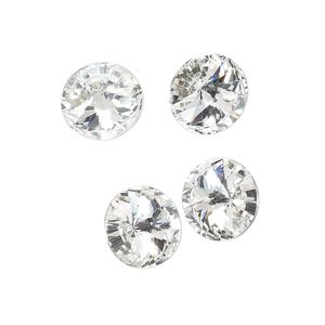 Chaton, crystal clear, foil back, 12mm faceted rivoli. Sold per pkg of 4.