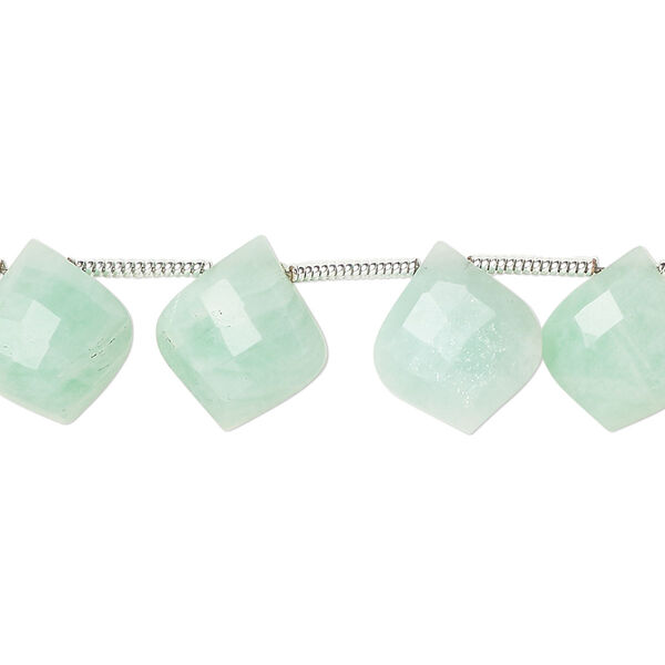 Amazonite 1pkg18, hand-cut side-drilled faceted puffed kite bead natural B grade, 11x10mm image number 0