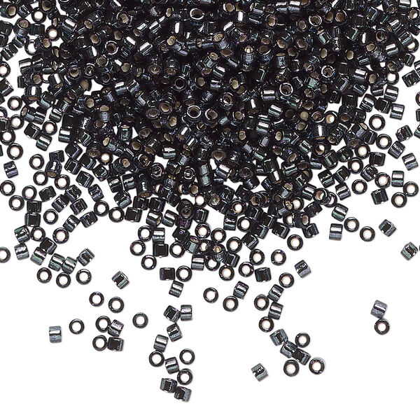 Seed bead, Delica®, glass, pkg/50g, #11 round, transparent silver-lined dark olive (DB-0606). image number 0