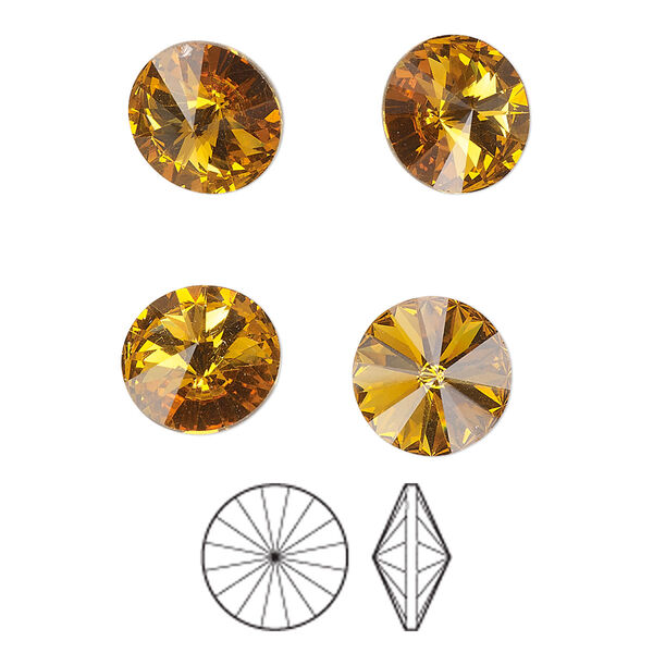 Chaton 8pk topaz foil back, Preciosa MAXIMA Czech crystal rhinestone 10.54-10.91mm rivoli SS47 image number 0