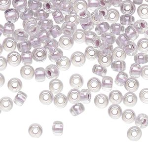 Seed bead, Miyuki, glass, pkg/250g, #6 rocaille, translucent lavender-lined pearlized crystal clear, (RR-4612).