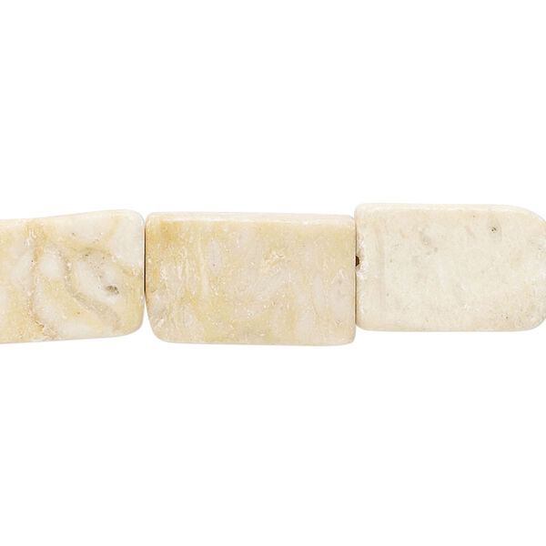 Bead, riverstone (natural), 15x10mm-17x10mm flat rectangle, C- grade, Mohs hardness 3-1/2. Sold per 15" to 16" strand. image number 0