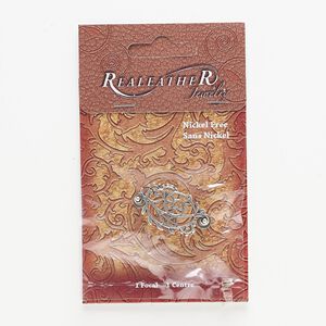 Focal, antiqued silver-finished steel and "pewter" (zinc-based alloy), 34x20mm with floral vine cutout design and (2) screw fasteners. Sold individually.