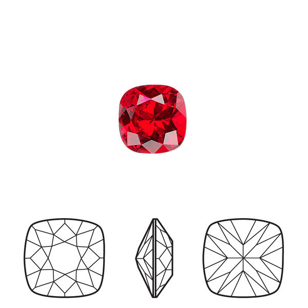 Fancy stone 2pk light Siam foil back, Crystal Passions® 10mm cushion 4470 image number 0