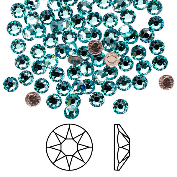 Flat back 144pk light turquoise foil back, Crystal Passions® hotfix rhinestone 3.8-4mm rose round SS16 2078HF image number 0
