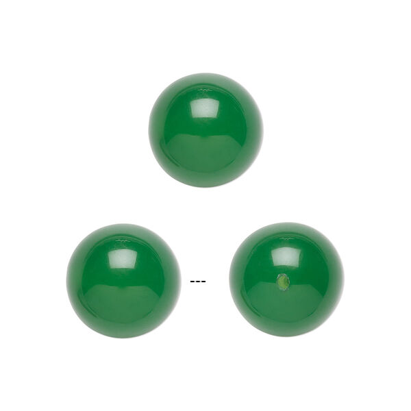 Green agate 1pkg2, half-drilled round bead B grade, 10mm image number 0