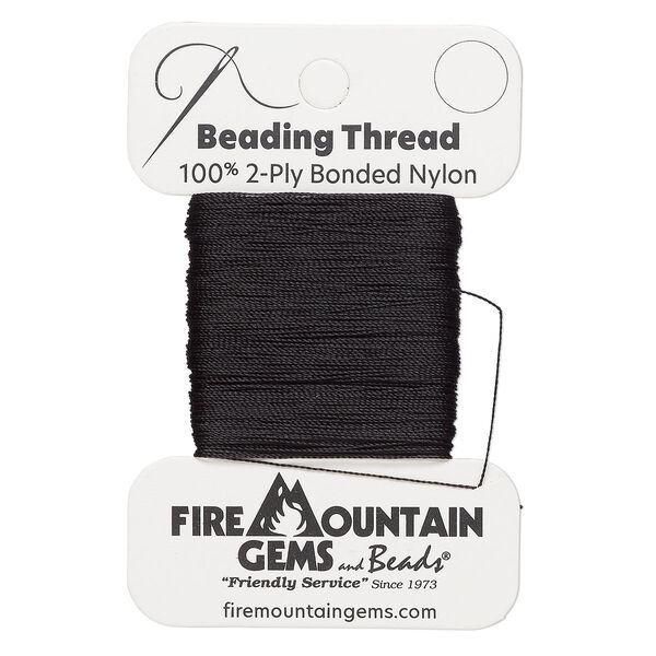 Thread, nylon, black, size AA. Sold per 50-yard card. image number 0