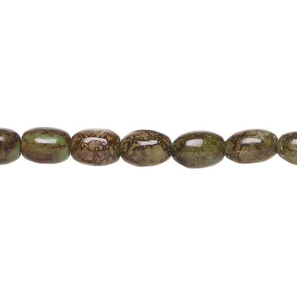 Magnesite 1pkg1, oval bead, 15 inch 7x5mm-8x6mm dark brown & green image number 0
