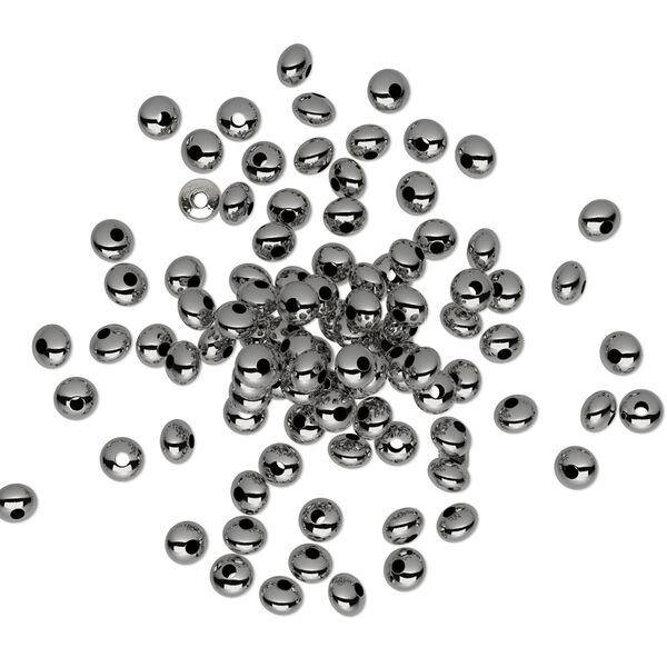 Bead, gunmetal-plated brass, 3x2mm smooth rondelle. Sold per pkg of 1,000. image number 0