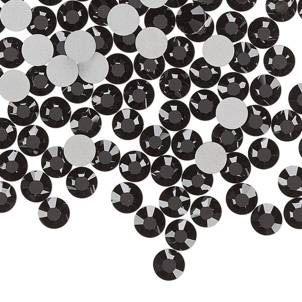 Flat back, Dance With Me™ crystal rhinestone, jet, foil back, 4.6-4.8mm rose, SS20. Sold per pkg of 144 (1 gross). image number 0