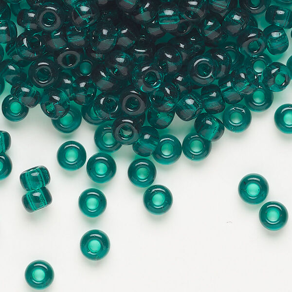 Seed bead, Miyuki, glass, pkg/25g, #6 rocaille, transparent emerald (RR-147). image number 0