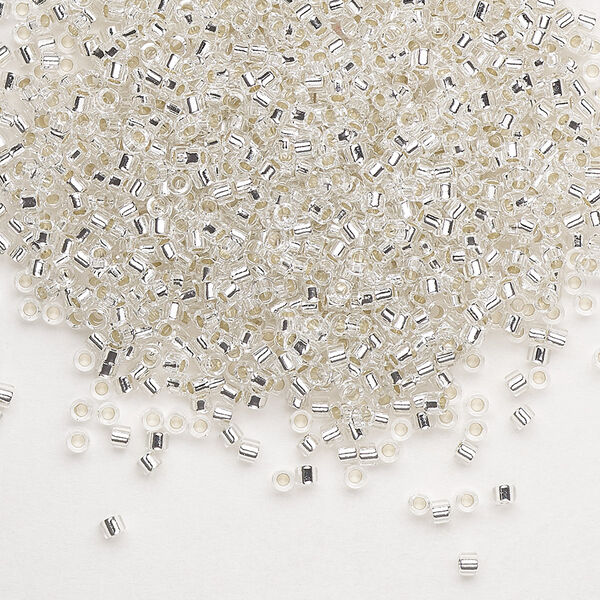 Seed bead, Delica®, glass, pkg/7.5g, #11 round, transparent silver-lined crystal clear (DB-0041). image number 0