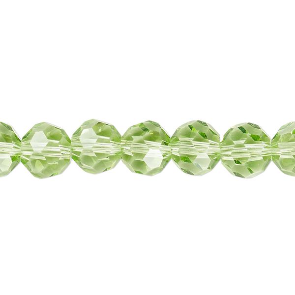 Bead 1pk 32 facets transparent lime green, Celestial Crystal® 8mm round 15.5-16 inch image number 0