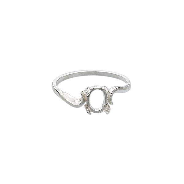 Ring, sterling silver, swirl band with 7x5mm 4-prong oval setting, size 7. Sold individually. image number 0