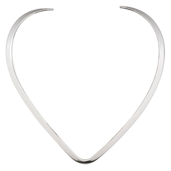 Neckwire, silver-plated steel, 6mm flat with smooth V-curve, 16 inches. Sold individually. image number 0