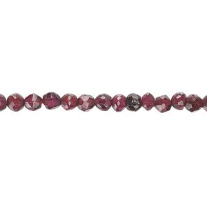Garnet 1pkg1, hand-cut faceted round bead 15.5-16 inch 4mm