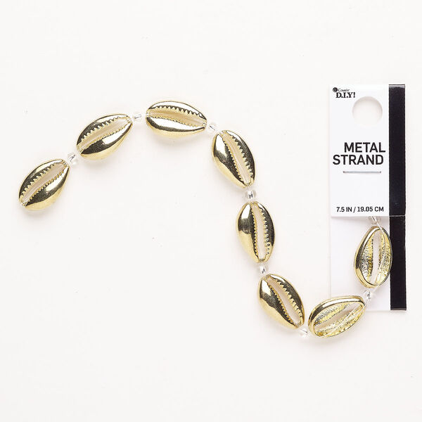 Bead 1pkg8 brass, 21x13mm undrilled cowrie shell, gold finish image number 0