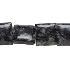 Picasso serpentine 1pkg1, puffed square bead natural 15 inch 14mm