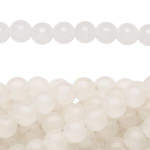 Snow quartz 1pkg10, round bead natural 15.5-16 inch 6mm