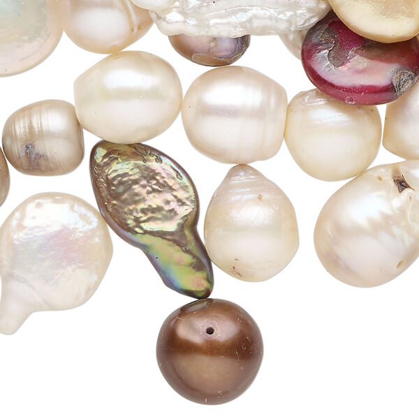 Freshwater pearl 1pkg4oz, mixed shapes mix, mixed colors 4mm-24x16mm cultured image number 0