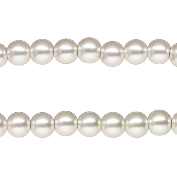 Bead, glass pearl, silver-white, 6mm round. Sold per pkg of pkg of (2) 15-1/2" to 16" strands. image number 0