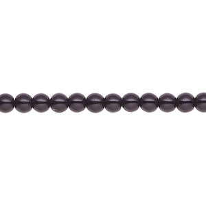 Pearl 1pk black, Celestial Crystal® 4mm round 15.5-16 inch
