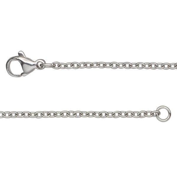Chain, stainless steel, 2.2mm cable, 18 inches with lobster claw clasp. Sold individually. image number 0