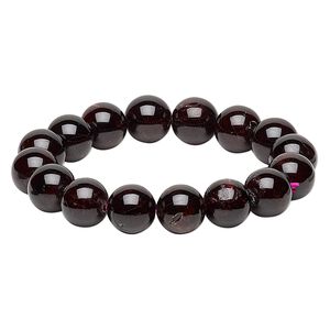Garnet 1pkg1, round stretch bracelet 6 inch 10-12mm