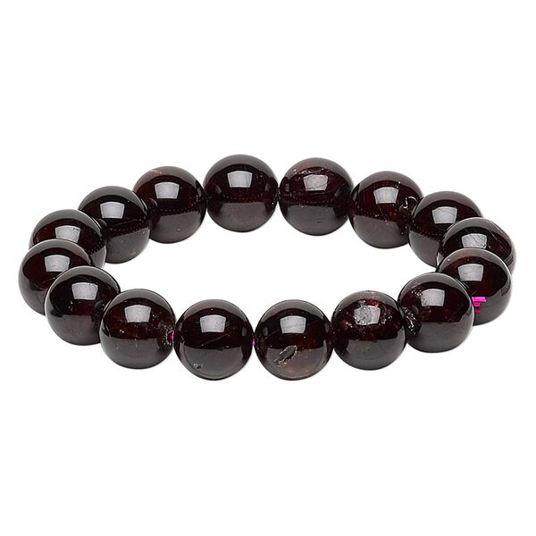 Garnet 1pkg1, round stretch bracelet 6 inch 10-12mm image number 0